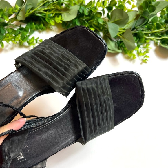 Stuart Weitzman Black Espadrilles Wedge Square Tow Lace Up Sandals - Picture 4 of 8